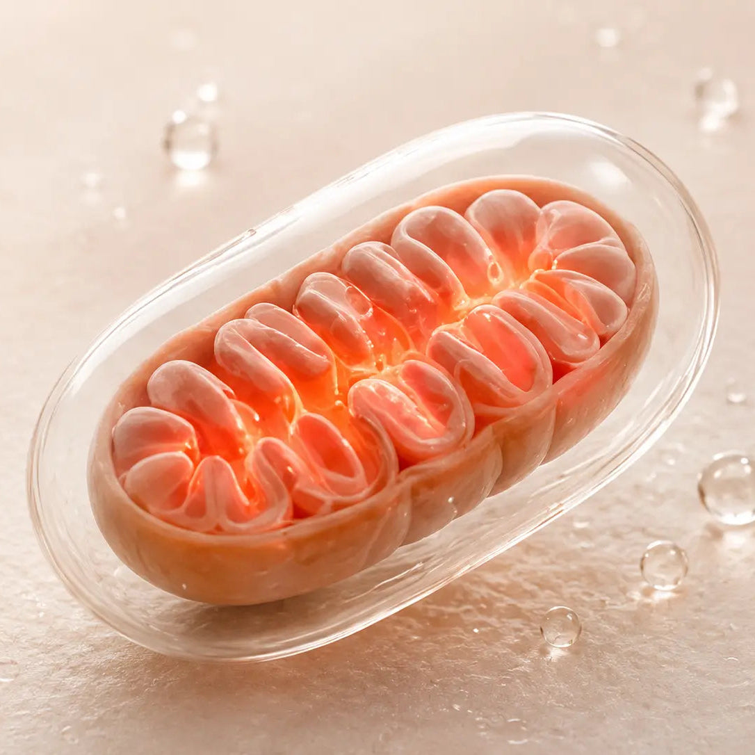 Illustration of a mitochondrion, the energy-producing structure inside a cell